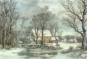  old - L’hiver au pays Le vieux moulin à grains paysages Rivières
